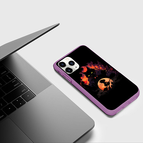 Чехол iPhone 11 Pro матовый Маргарита и Бегемот / 3D-Фиолетовый – фото 3
