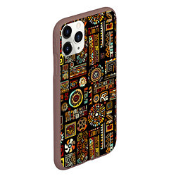Чехол iPhone 11 Pro матовый Африканский этнический орнамент, цвет: 3D-коричневый — фото 2