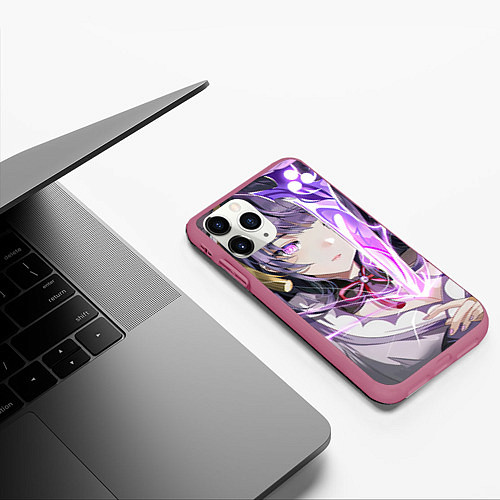 Чехол iPhone 11 Pro матовый Genshin Impact Raiden Baal / 3D-Малиновый – фото 3