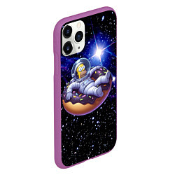 Чехол iPhone 11 Pro матовый Космонавт Гомер Симпсон на пончике - нейросеть, цвет: 3D-фиолетовый — фото 2
