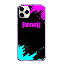 Чехол iPhone 11 Pro матовый Fortnite краски неоновые стиль, цвет: 3D-светло-сиреневый