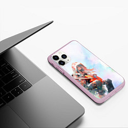 Чехол iPhone 11 Pro матовый Девушка с гитарой арт, цвет: 3D-розовый — фото 2