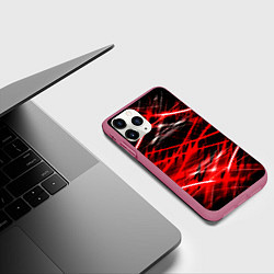 Чехол iPhone 11 Pro матовый Красный лазер линии, цвет: 3D-малиновый — фото 2