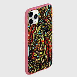 Чехол iPhone 11 Pro матовый Африканская живопись, цвет: 3D-малиновый — фото 2