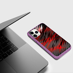 Чехол iPhone 11 Pro матовый Красные полосы надрезы, цвет: 3D-фиолетовый — фото 2