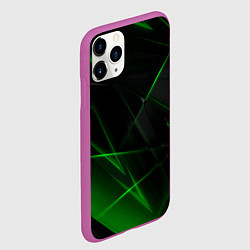 Чехол iPhone 11 Pro матовый Зелёные узоры текстура, цвет: 3D-фиолетовый — фото 2