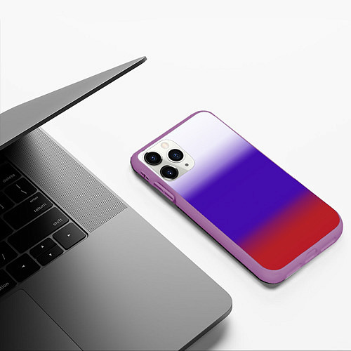 Чехол iPhone 11 Pro матовый Градиент российского флаг / 3D-Фиолетовый – фото 3