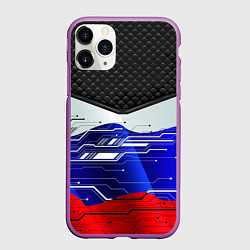 Чехол iPhone 11 Pro матовый Стёганные ромбы: русский хакер, цвет: 3D-фиолетовый