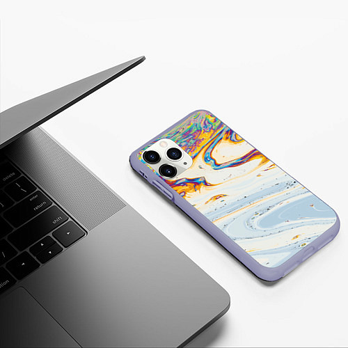 Чехол iPhone 11 Pro матовый Магия масляного отражения / 3D-Светло-сиреневый – фото 3