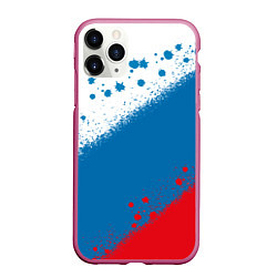 Чехол iPhone 11 Pro матовый Российский триколор, цвет: 3D-малиновый
