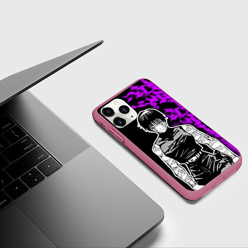 Чехол iPhone 11 Pro матовый Маки Зенин и фиолетовый огонь - Магическая битва / 3D-Малиновый – фото 3
