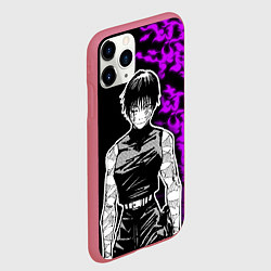 Чехол iPhone 11 Pro матовый Маки Зенин и фиолетовый огонь - Магическая битва, цвет: 3D-малиновый — фото 2