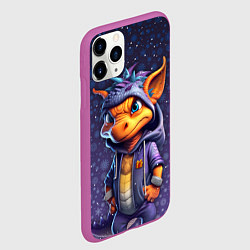 Чехол iPhone 11 Pro матовый Дракончик и снежинки, цвет: 3D-фиолетовый — фото 2