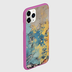 Чехол iPhone 11 Pro матовый Гранжевая стена с краской, цвет: 3D-фиолетовый — фото 2