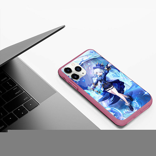 Чехол iPhone 11 Pro матовый Genshin Impact Furina / 3D-Малиновый – фото 3