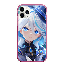 Чехол iPhone 11 Pro матовый Genshin Impact Furina Smile, цвет: 3D-малиновый