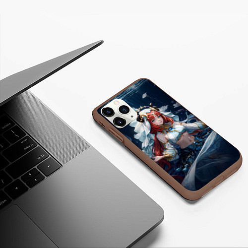 Чехол iPhone 11 Pro матовый Нилу из игры genshin impact / 3D-Коричневый – фото 3