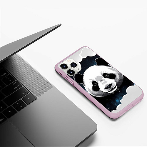 Чехол iPhone 11 Pro матовый Панда портрет / 3D-Розовый – фото 3