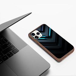Чехол iPhone 11 Pro матовый Черный и синий фон с абстракцией, цвет: 3D-коричневый — фото 2