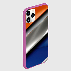 Чехол iPhone 11 Pro матовый Разноцветные полоски, цвет: 3D-фиолетовый — фото 2