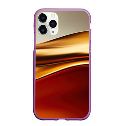 Чехол iPhone 11 Pro матовый Бежевые и золотистые волны, цвет: 3D-фиолетовый