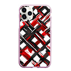 Чехол iPhone 11 Pro матовый Красные и чёрные мазки, цвет: 3D-розовый