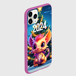 Чехол iPhone 11 Pro матовый Малыш в обличии дракона для зимы 2024, цвет: 3D-фиолетовый — фото 2