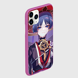 Чехол iPhone 11 Pro матовый Genshin Impact Scaramouche, цвет: 3D-фиолетовый — фото 2