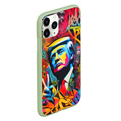 Чехол iPhone 11 Pro матовый Дональд Трамп - граффити - нейросеть, цвет: 3D-салатовый — фото 2