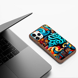 Чехол iPhone 11 Pro матовый Abstract graffiti - ai art, цвет: 3D-коричневый — фото 2