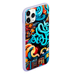 Чехол iPhone 11 Pro матовый Abstract graffiti - ai art, цвет: 3D-светло-сиреневый — фото 2