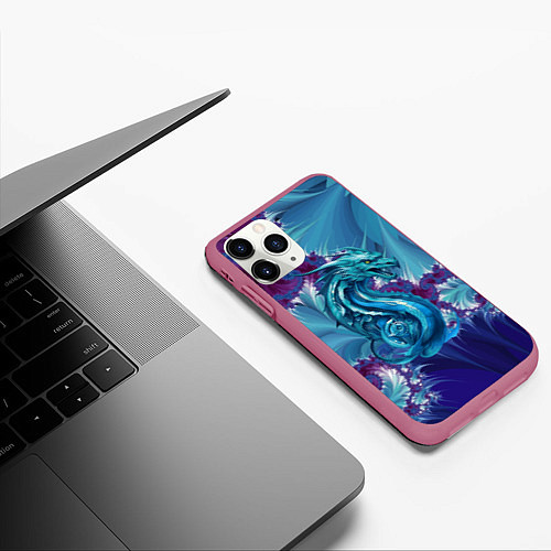 Чехол iPhone 11 Pro матовый Dragon - irezumi - ai art / 3D-Малиновый – фото 3
