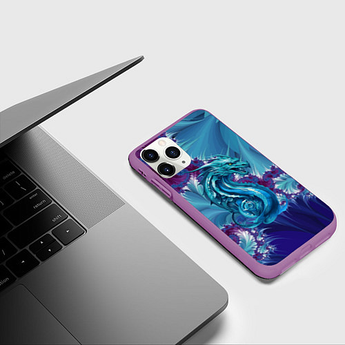 Чехол iPhone 11 Pro матовый Dragon - irezumi - ai art / 3D-Фиолетовый – фото 3