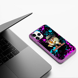 Чехол iPhone 11 Pro матовый Chicken gun - neon, цвет: 3D-фиолетовый — фото 2