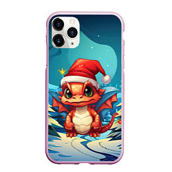 Чехол iPhone 11 Pro матовый Маленький новогодний милый дракошка 2024, цвет: 3D-розовый