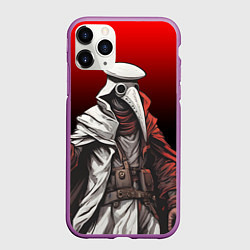 Чехол iPhone 11 Pro матовый Чумной доктор и чёрно-красный градиент, цвет: 3D-фиолетовый