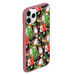 Чехол iPhone 11 Pro матовый Деды Морозы с подарками, цвет: 3D-малиновый — фото 2