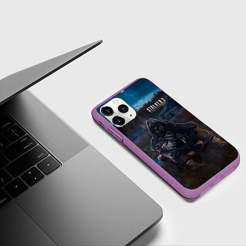 Чехол iPhone 11 Pro матовый STALKER 2 на привале / 3D-Фиолетовый – фото 3