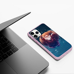 Чехол iPhone 11 Pro матовый Летящий Санта, цвет: 3D-розовый — фото 2