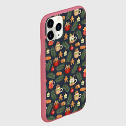 Чехол iPhone 11 Pro матовый Новогодние напитки, цвет: 3D-малиновый — фото 2