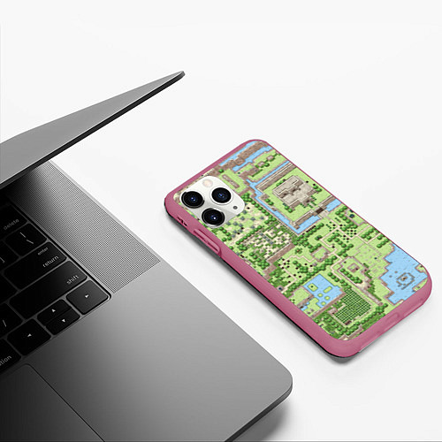 Чехол iPhone 11 Pro матовый Zelda: карта / 3D-Малиновый – фото 3