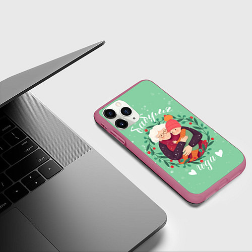 Чехол iPhone 11 Pro матовый Бабуля года / 3D-Малиновый – фото 3