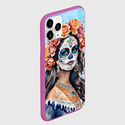 Чехол iPhone 11 Pro матовый Катрина калавера санта муерте, цвет: 3D-фиолетовый — фото 2