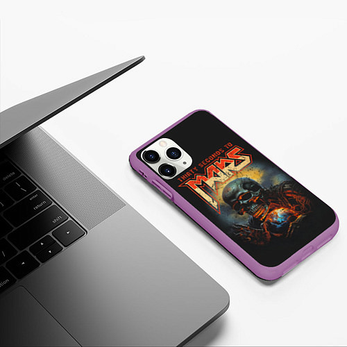 Чехол iPhone 11 Pro матовый Thirty seconds to mars skull / 3D-Фиолетовый – фото 3