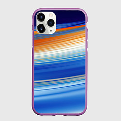 Чехол iPhone 11 Pro матовый Оранжевые и синий градиент, цвет: 3D-фиолетовый