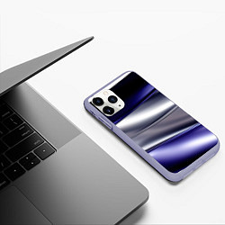 Чехол iPhone 11 Pro матовый Белая абстракция на фиолетовом, цвет: 3D-светло-сиреневый — фото 2
