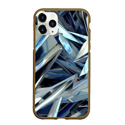 Чехол iPhone 11 Pro матовый Абстрактные осколки голубого цвета, цвет: 3D-коричневый