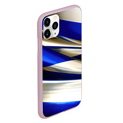 Чехол iPhone 11 Pro матовый Blue white abstract, цвет: 3D-розовый — фото 2