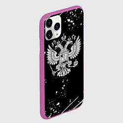 Чехол iPhone 11 Pro матовый Герб РФ белые краски белые всплеск, цвет: 3D-фиолетовый — фото 2