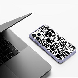 Чехол iPhone 11 Pro матовый Билли Айлиш автографы черно белый, цвет: 3D-светло-сиреневый — фото 2